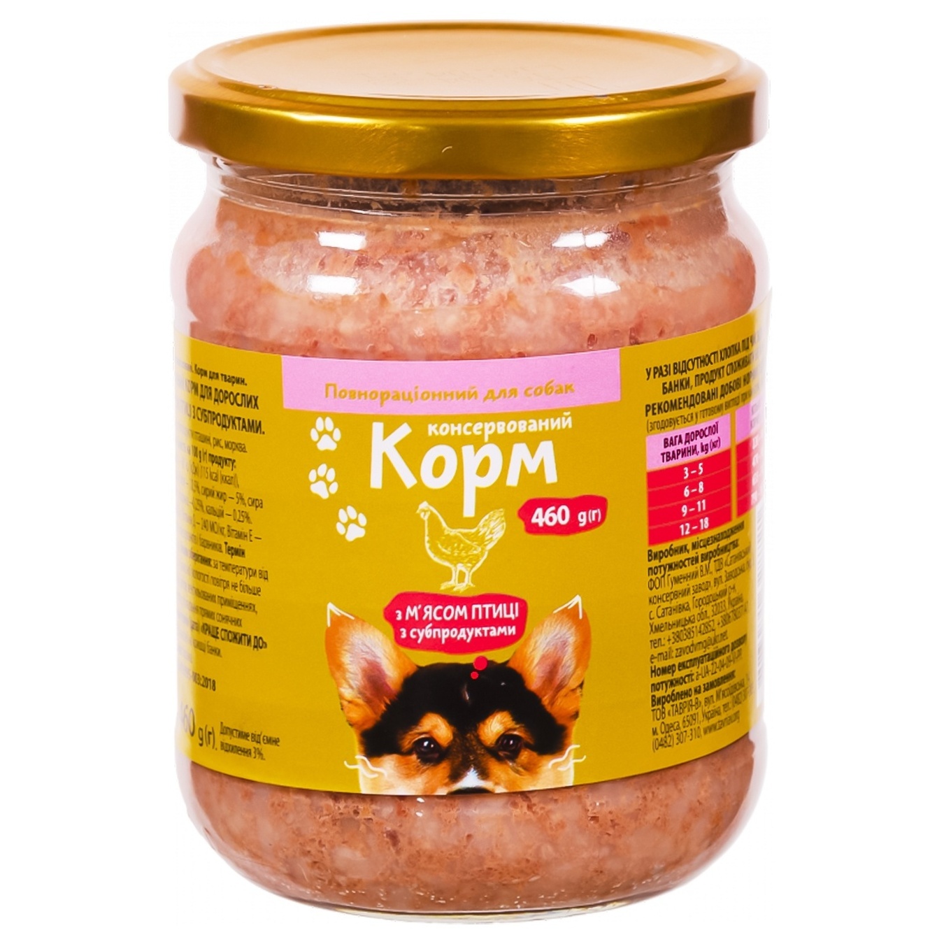 Корм для собак Українська Зірка з м’ясом птиці з субпродуктами 460г