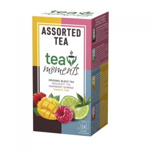 Чай (12ф/п*1,7г, 6ф/п*1,6г, 6ф/п*1,5г,) Tea Moments Assorted tea (чорн, з бергам,манго, малин) к/уп