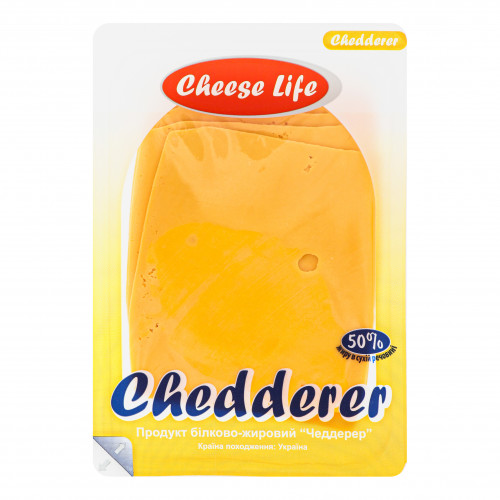 Продукт білково-жировий 50% Чеддерер Cheese Life лоток 0.15кг