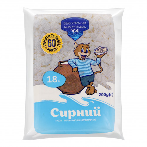 Продукт молоковмісний 18% Сирний Франківський молокозавод м/у 200г