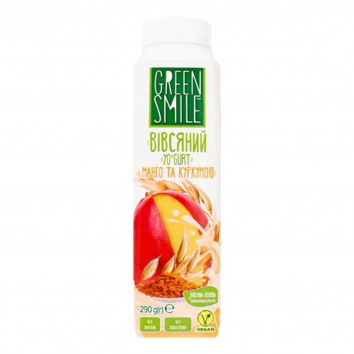 Продукт вівсяний 1.5% ферментований Манго-куркума Yo'gurt Green Smile т/п 290г